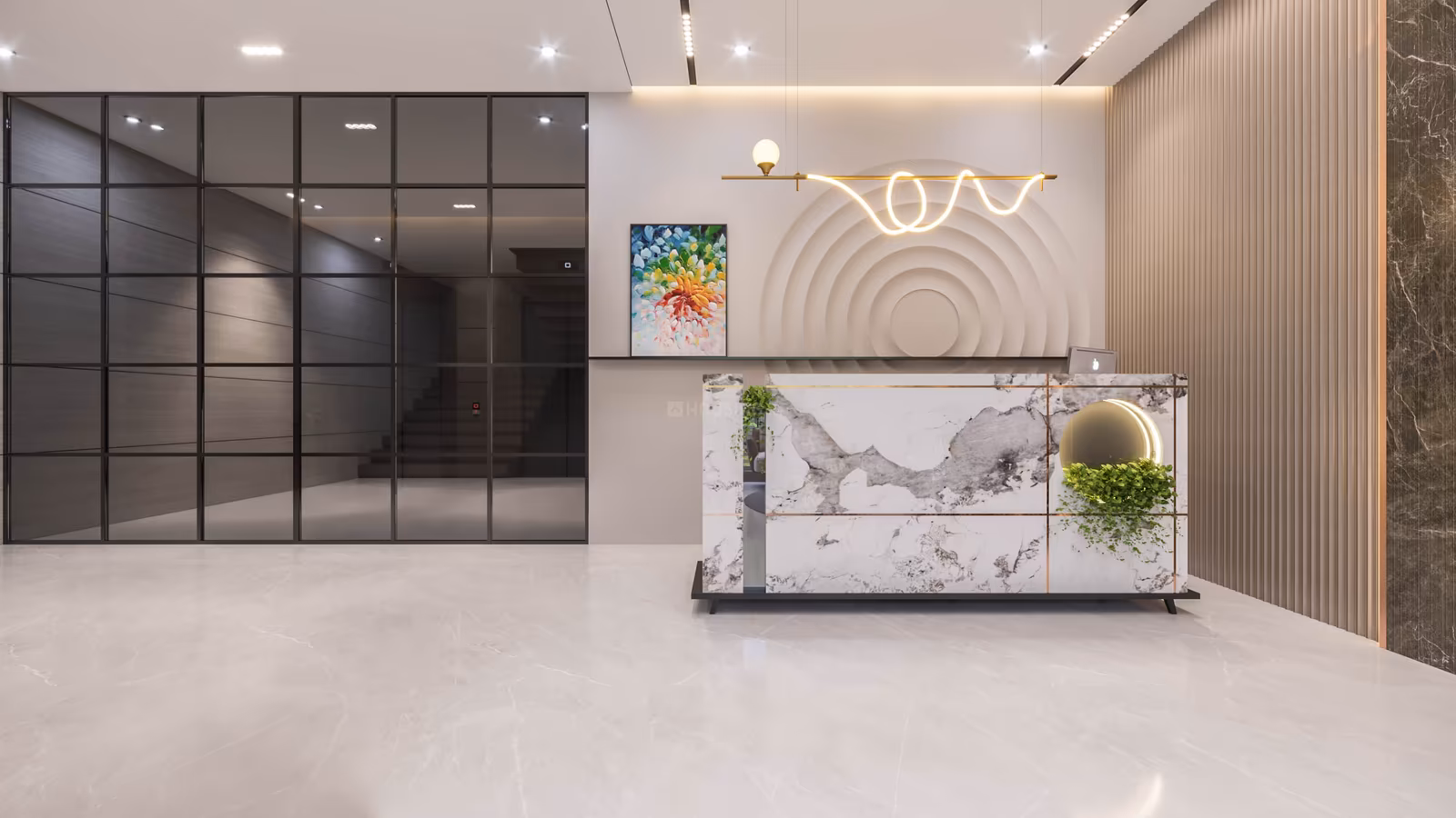 Infinity Sky reception foyer with refined finishes