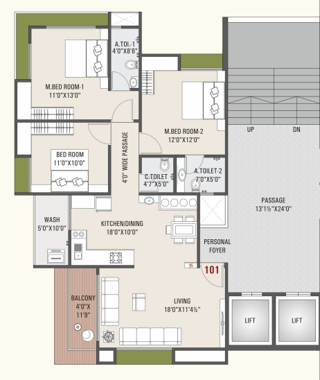 Official Infinity Sky floor plan for Unit 101